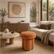 Ian Ottoman Stool- Mushroom-like Design- Pedestal Base- Brown Fabric