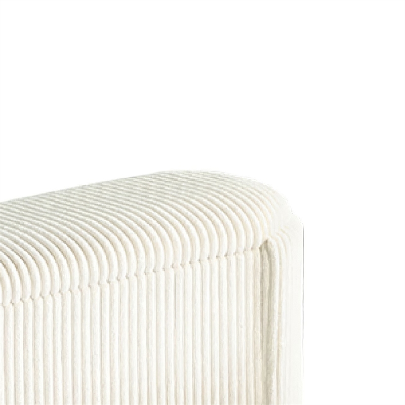 Greta Storage Bench with Ribbed Design- Hidden Storage- White Corduroy