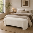 Greta Storage Bench with Ribbed Design- Hidden Storage- White Corduroy