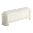 Greta Storage Bench with Ribbed Design- Hidden Storage- White Corduroy