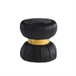Penny Ottoman Stool with Gold Metal Trim- Bow-Tie Spool- Black Velvet