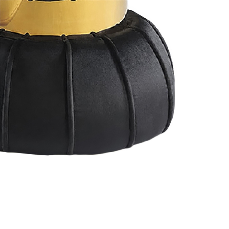 Penny Ottoman Stool with Gold Metal Trim- Bow-Tie Spool- Black Velvet