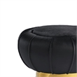 Penny Ottoman Stool with Gold Metal Trim- Bow-Tie Spool- Black Velvet
