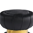 Penny Ottoman Stool with Gold Metal Trim- Bow-Tie Spool- Black Velvet