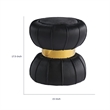 Penny Ottoman Stool with Gold Metal Trim- Bow-Tie Spool- Black Velvet