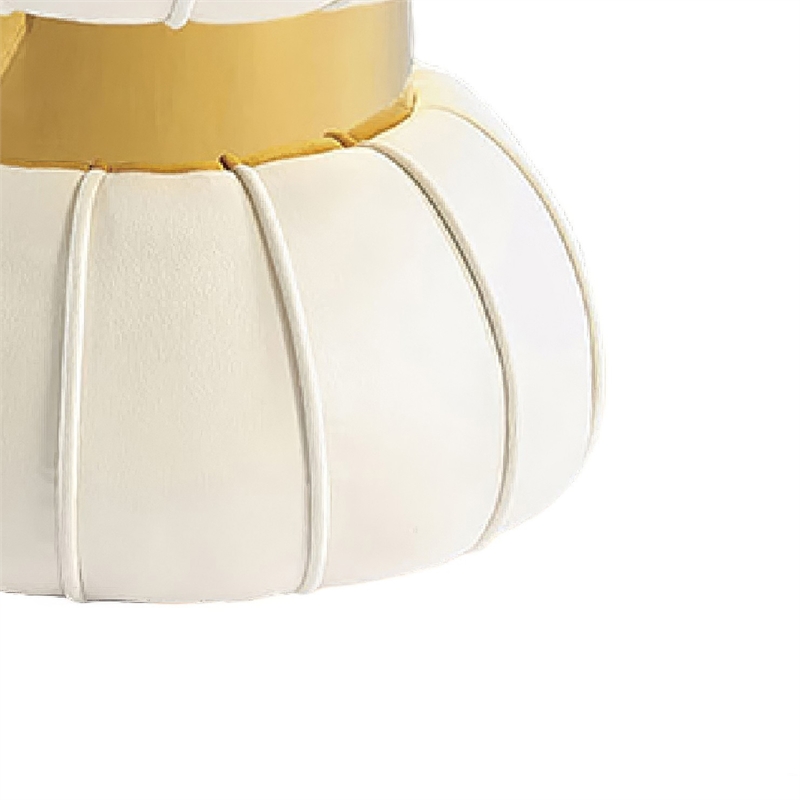 Penny Ottoman Stool with Gold Metal Trim- Bow-Tie Design- White Velvet