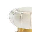 Penny Ottoman Stool with Gold Metal Trim- Bow-Tie Design- White Velvet