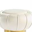 Penny Ottoman Stool with Gold Metal Trim- Bow-Tie Design- White Velvet