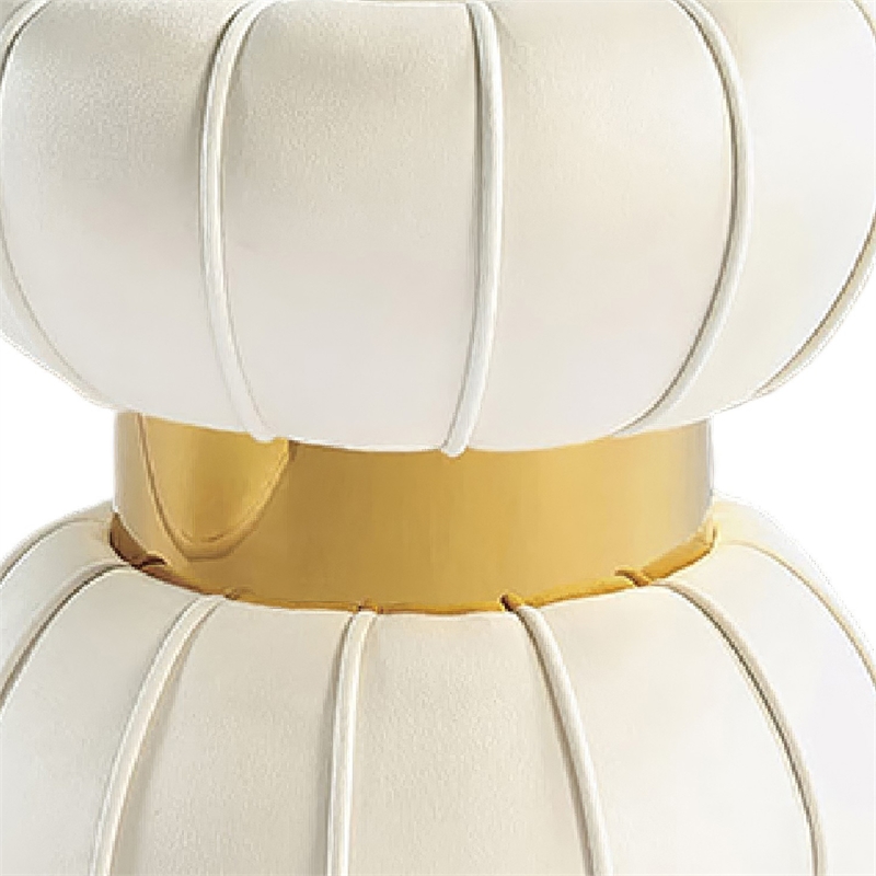 Penny Ottoman Stool with Gold Metal Trim- Bow-Tie Design- White Velvet