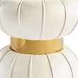 Penny Ottoman Stool with Gold Metal Trim- Bow-Tie Design- White Velvet