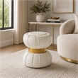 Penny Ottoman Stool with Gold Metal Trim- Bow-Tie Design- White Velvet
