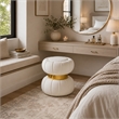 Penny Ottoman Stool with Gold Metal Trim- Bow-Tie Design- White Velvet