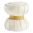 Penny Ottoman Stool with Gold Metal Trim- Bow-Tie Design- White Velvet