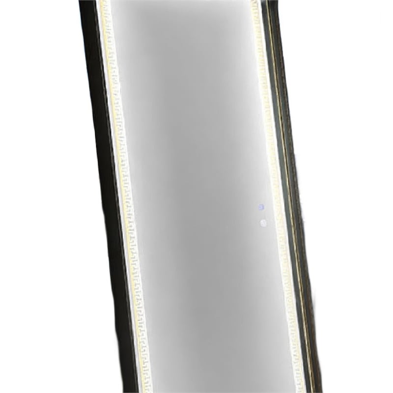Madie Floor Mirror with LED Lights- Bluetooth Speaker- Black Metal 32x71
