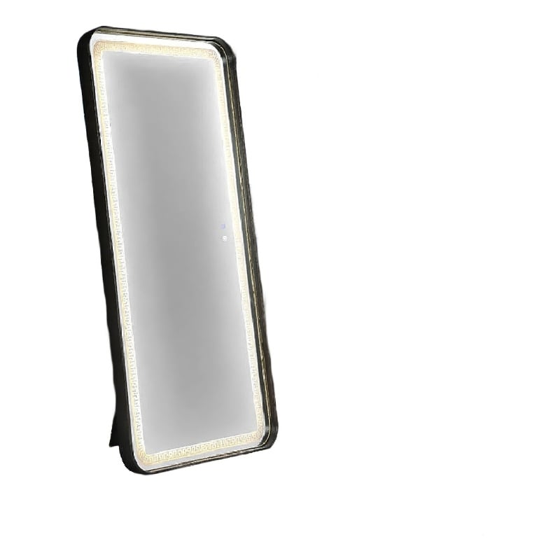 Madie Floor Mirror with LED Lights- Bluetooth Speaker- Black Metal 32x71