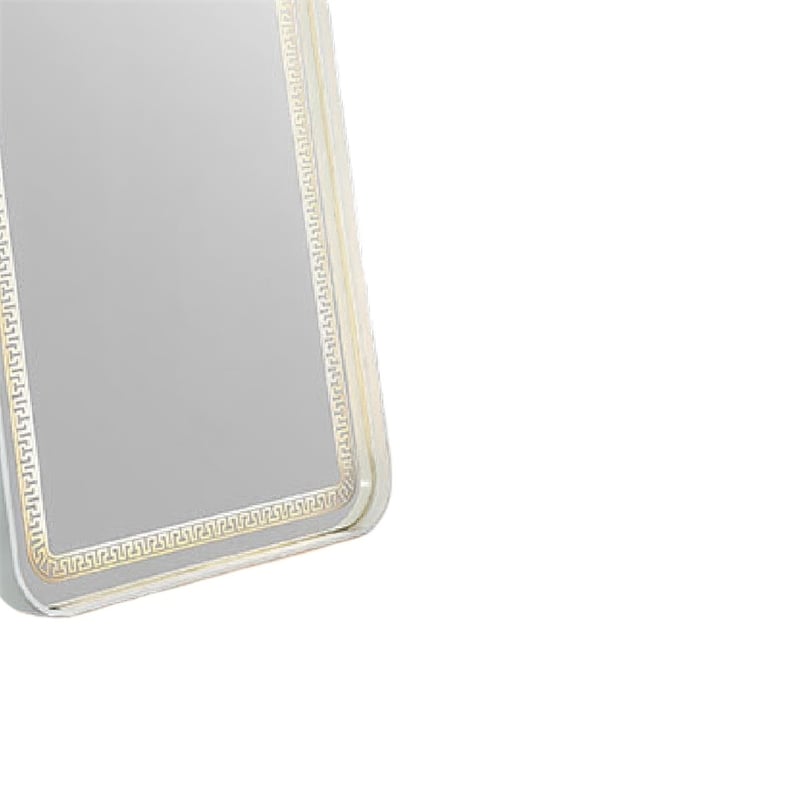 Madie Floor Mirror with LED Lights- Bluetooth Speaker- White Metal 32x71