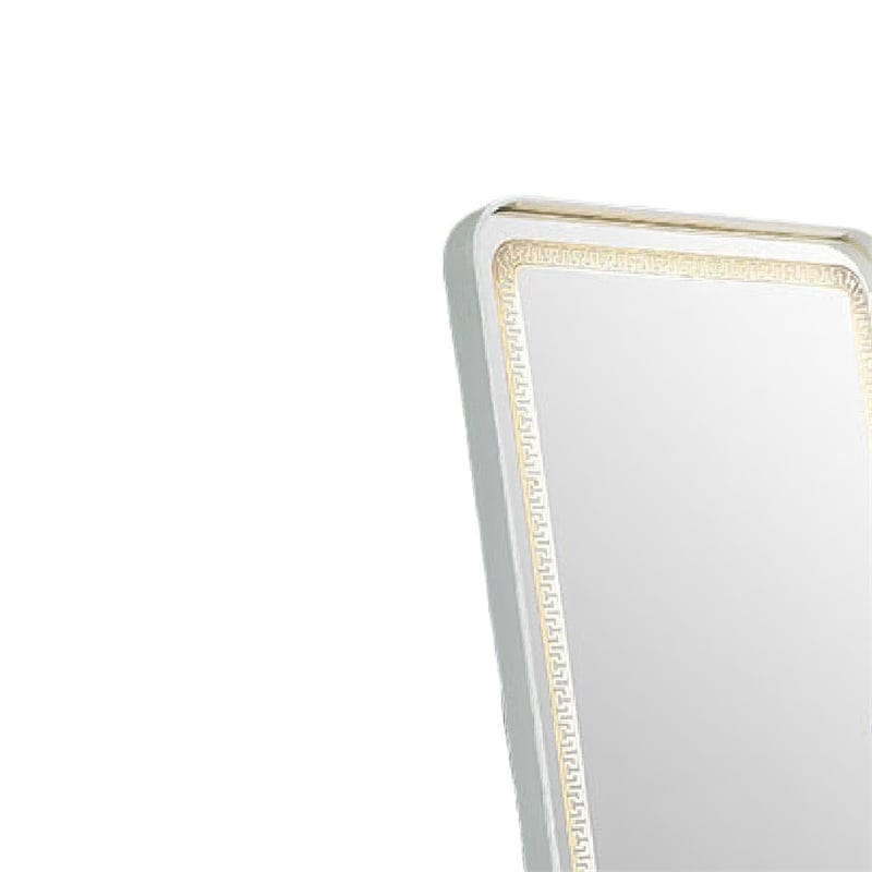 Madie Floor Mirror with LED Lights- Bluetooth Speaker- White Metal 32x71