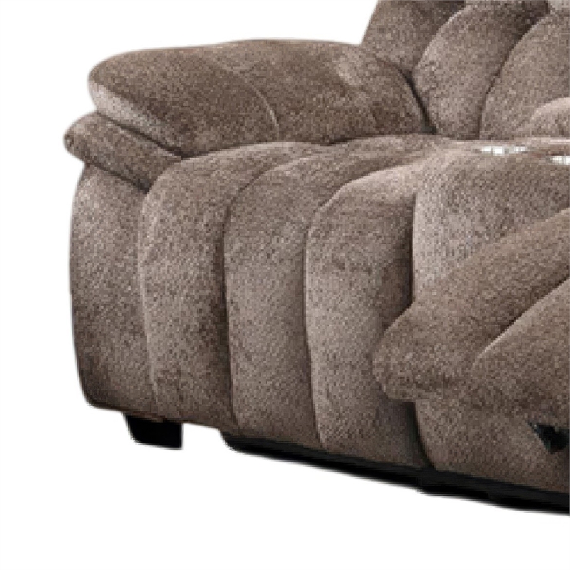 Heya Manual Recliner Loveseat w Console- Pillow Tufted Dark Brown- 81 Inch
