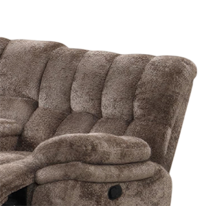 Heya Manual Recliner Loveseat w Console- Pillow Tufted Dark Brown- 81 Inch