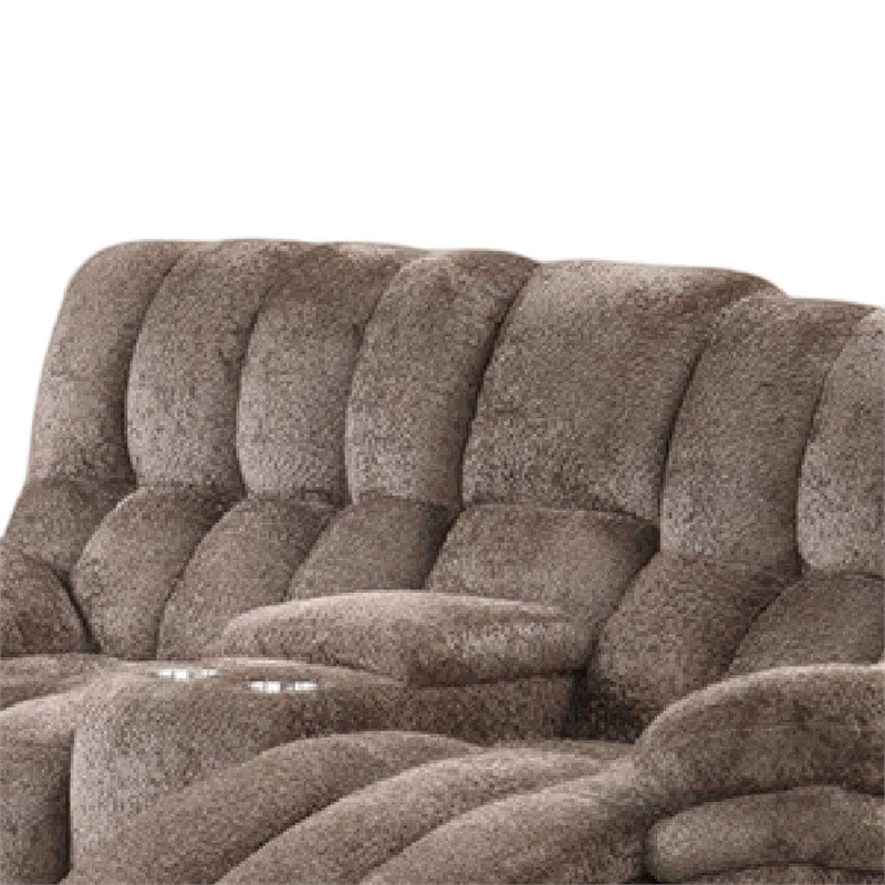 Heya Manual Recliner Loveseat w Console- Pillow Tufted Dark Brown- 81 Inch