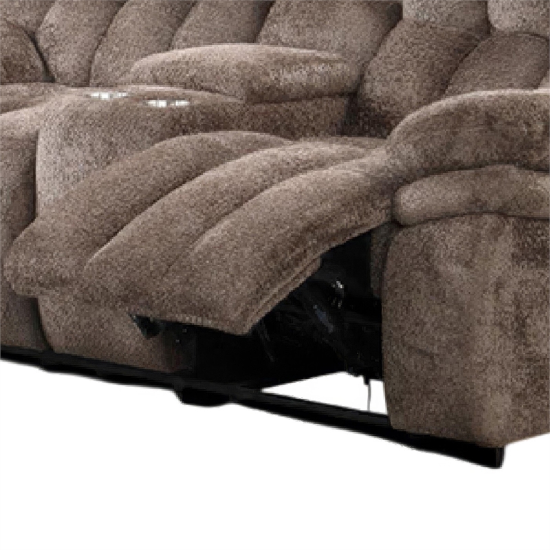 Heya Manual Recliner Loveseat w Console- Pillow Tufted Dark Brown- 81 Inch