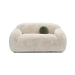 Dera Modern Loveseat- Olive Green Pillow- Sand Beige Faux Fur- 67 Inch