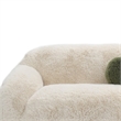 Dera Modern Loveseat- Olive Green Pillow- Sand Beige Faux Fur- 67 Inch