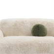 Dera Modern Loveseat- Olive Green Pillow- Sand Beige Faux Fur- 67 Inch
