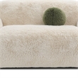 Dera Modern Loveseat- Olive Green Pillow- Sand Beige Faux Fur- 67 Inch
