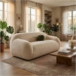 Dera Modern Loveseat- Olive Green Pillow- Sand Beige Faux Fur- 67 Inch