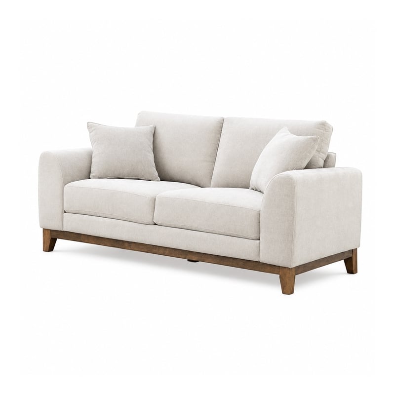 Wera Accent Loveseat with 2 Pillows- Light Gray Chenille- 65 Inch