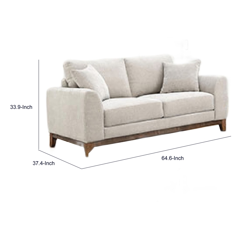 Wera Accent Loveseat with 2 Pillows- Light Gray Chenille- 65 Inch
