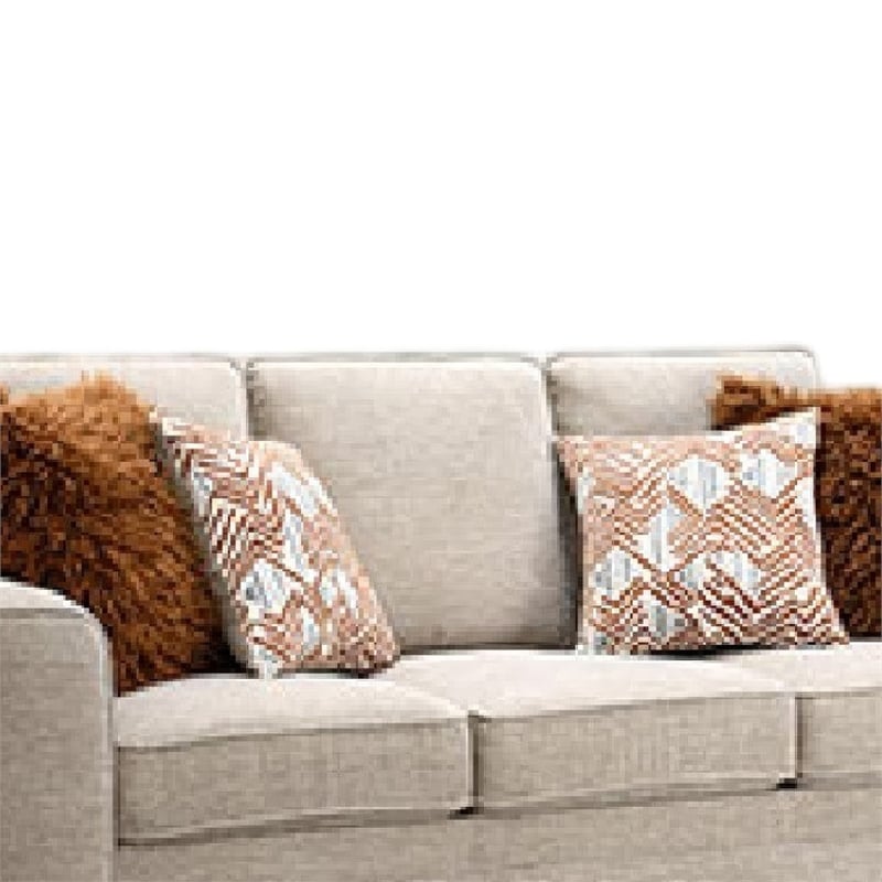 Eny Sofa with 4 Pillows- Taupe Brown Chenille- Black Legs- 84 Inch