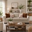 Eny Sofa with 4 Pillows- Taupe Brown Chenille- Black Legs- 84 Inch