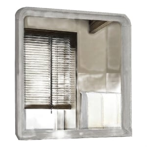 Osko Dresser Mirror- Rounded Edges- Light Gray Wood- 40x42 Rectangular