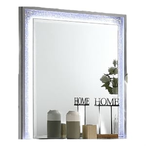 Soha Dresser Mirror- Rhinestone Trim w LED- High Gloss White 38x38