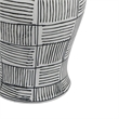 Loi Temple Jar with Lid- Black White Grid Pattern Ceramic- 17 Inch Decor
