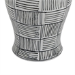 Loi Temple Jar with Lid- Black White Grid Pattern Ceramic- 17 Inch Decor