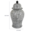 Loi Temple Jar with Lid- Black White Grid Pattern Ceramic- 17 Inch Decor