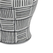 Loi Temple Jar with Lid- Black White Grid Pattern Ceramic- 13 Inch Decor