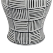 Loi Temple Jar with Lid- Black White Grid Pattern Ceramic- 13 Inch Decor