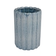 Scalloped Planter- Cylindrical Shape- Speckled Blue Ceramic 11 Inch