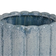 Scalloped Planter- Cylindrical Shape- Speckled Blue Ceramic 11 Inch