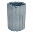 Scalloped Planter- Cylindrical Shape- Speckled Blue Ceramic 11 Inch