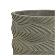 Cylindrical Planter- Raised Feather Motifs- Gray and Gold Terracotta 7 Inch