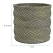 Cylindrical Planter- Raised Feather Motifs- Gray and Gold Terracotta 7 Inch