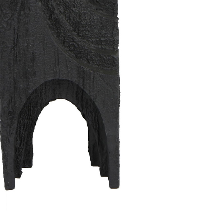 Tabletop Decor- Pillar Candle Stand- Geometric Cutouts- Black Resin 21 Inch