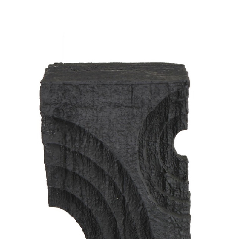 Tabletop Decor- Pillar Candle Stand- Geometric Cutouts- Black Resin 21 Inch