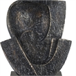 Tabletop Decor- Cubist Style Sculpture w Base- Dark Gray Resin 11 Inch