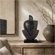 Tabletop Decor- Cubist Style Sculpture w Base- Dark Gray Resin 11 Inch